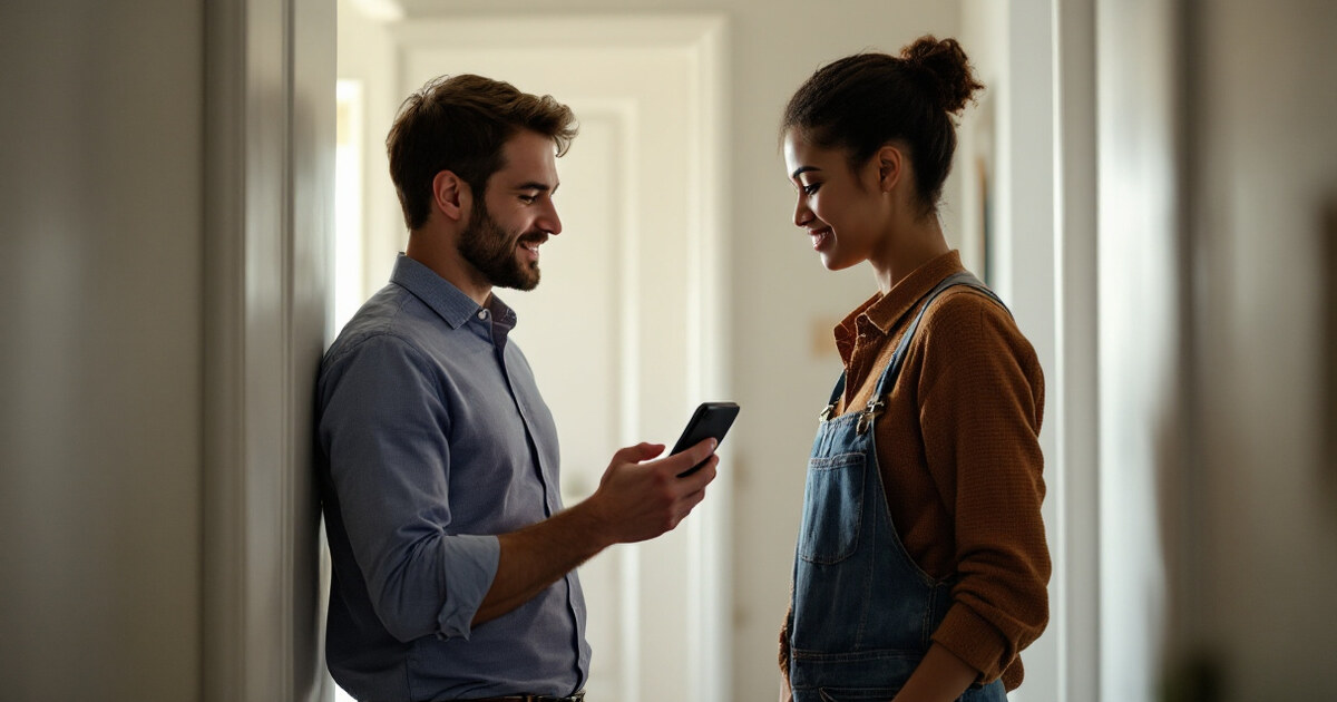 A manager showing a tenant how to use the portal